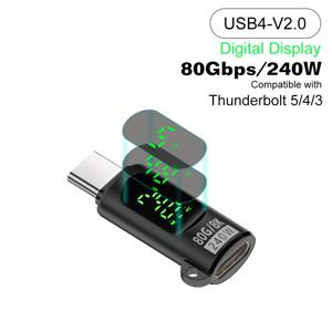 TEMU USB4 40Gbps 및 USB4 V2 80Gbps 디지털 디스플레이 여성 타입 C to 남성 타입 C OTG 케이블 커넥터 어댑터, 240W 8K 지원, 휴대폰 패드 카메라 아이폰 iPad Pro Mini Air MacBook Pro Air 호환