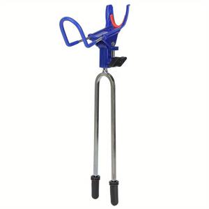 TEMU 2pcs 업그레이드된 낚시대 홀더, 블루 & 블랙 - 내구성 있는 나일론 & 스테인리스 스틸, 미끄럼 방지 실리콘 그립, 안정성을 향상시키는 텔레스코픽 디자인 - 호수, 강, 해안 낚시용으로 완벽, 모든 계절에 안전한 홀드, 낚시 장비 액세서리