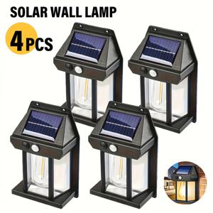 TEMU 4개 세트 상업용 거리 & 지역형 LED 태양광 벽등, 스마트 모션센서 패티오조명, IP44외부 벽라이트 (파티오/야외/현관/데크), 고품질 정원&울타리 태양광램프