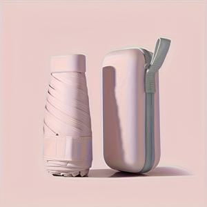 TEMU 소형 휴대용 미니 포켓 우산 - 6중 수동 태양 보호, 듀얼 지퍼 케이스, 모든 계절을 위한 경량 여행 액세서리, 화려한 색상 (흰색, 핑크색, 파란색, 보라색)에서 UV 보호 | 기본 우산 케이스 | 화려한 패턴 우산 | 경량 우산
