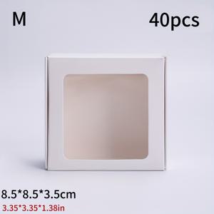 TEMU 40개 새 심플한 검정과 흰색 소가죽 컬러 다중 사이즈 PVC 창문형 사각 종이 상자 소품 선물 상자 보관 상자 생일 결혼식 파티 선물 상자 DIY 종이 상자, 크리스마스