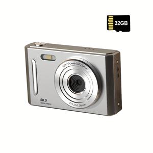 TEMU HD 듀얼 렌즈가 있는 빈티지 컴팩트 디지털 카메라, 32GB 메모리 카드 포함, USB 충전식, 4가지 색상 옵션 (검정/흰색/파랑/녹색) - 여행, 블로깅, 가정 사진 촬영에 완벽한 미니 카메라, 여행용 블로깅 장비, 세련된 카메라 디자인, 내구성 있는 카메라 본체