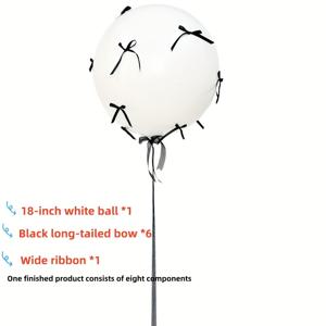 TEMU 8개 블랙 리본 풍선 세트 - 생일파티, 어버이날, 결혼식, 싱글 파티 카니발 장식, 할로윈 데코, 크리스마스 장식, 휴일 장식, 우아한 장식품, 재사용 가능, 가벼운 풍선, 축하 행사용, 이벤트 플래너 선물세트