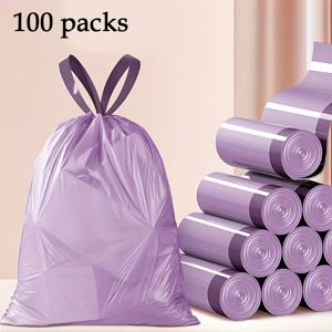 TEMU 100개 세트 보라색 쓰레기봉투, 고품질 플라스틱 휴지통 봉투 - 주방, 욕실, 침실, 거실 및 가정용 휴대용 폐기물 봉투