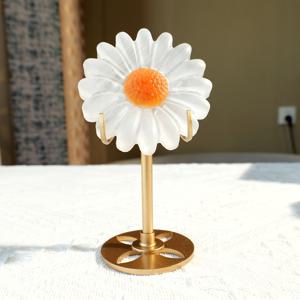 TEMU 1개 천연 석고 조각 베이스 포함 - 수제 우아한 오렌지 줄기, 독특한 홈/오피스 데스크 장식, 데이, 어머니의 날, 졸업 선물에 완벽함 | 천연 석고 꽃, 꽃 장식