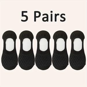 TEMU 5/8 쌍 여름용 얇은 메쉬 노-쇼 양말, 낮은 컷 미끄럼 방지 투명 보트 양말, 오픈-투-디자인, 통기성 소재, 캐주얼 솔리드 컬러 발웨어, 캐주얼 의상, 캐주얼 발웨어 | 통기성 양말 | 건설