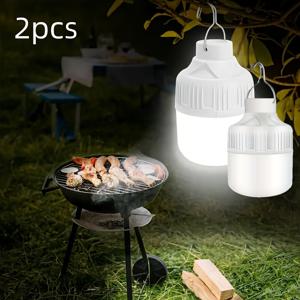 TEMU 1개/2개, USB 충전식 전구, 3단계 야외 LED 램프, 후크 핸드헬드 라이트, IP65 고품질, 가정 장식 조명 램프, 크리스마스 장식 전구, 야시장 스탠드, 할로윈 장난 라이트, 전기 중단 비상 라이트, 캠핑, 피크닉, 침실, 주방