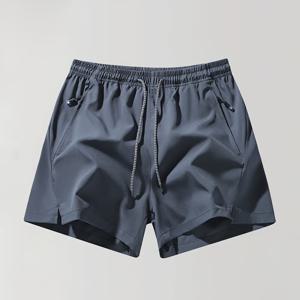 TEMU 남성용 빠른 건조 운동 반바지 - 통기성, 경량, 편안한 러닝 및 피트니스 트레이닝 반바지, 탄성 허리띠 및 측면 포켓, 해군 파란색, 운동 반바지, 캐주얼 3분의 4 바지, 단색 디자인