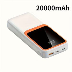 TEMU 휴대용 충전 전원 은행, 휴대 전화 배터리 세트 PD 고속 충전기 USB, LED 전원 디스플레이/타입-C/아이폰/ 휴대용 디지털 전자 기기용, 야외 비상 대용량 보조 전원 공급 장치 선물|보조배터리|C타입충전기|보조배터리20000
