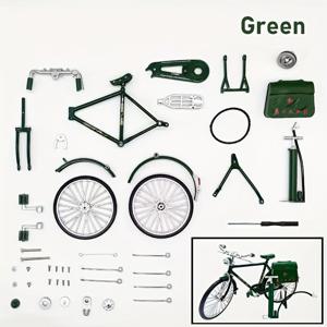 TEMU DIY 조립형 자전거 모델 키트, 녹색과 검은색 합금 금속 미니 자전거, 조립형 버전, 장식품 포함, 할로윈, 크리스마스, 생일, 조립형 퍼즐 선물