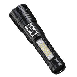 TEMU 조절 가능한 초점 거리, 다색 사이드 라이트, 3000mAh 리튬 배터리 및 USB 케이블이 있는 슈퍼 타입-C 충전식 LED 손전등 - 캠핑, 하이킹, 비상용에 이상적 - 완벽한 크리스마스 선물, 하이킹 장비 | 이중 광원 | 조절 가능한 초점 거리