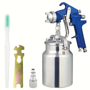 TEMU 4001S 프로페셔널 공압 스프레이 건 - 1000ml/34oz 헤비듀티 알루미늄 컵, 미세 분무부터 넓은 분사 패턴까지 조절 가능, 사이펜 급여 시스템, 자동차, 가구, 산업용 페인팅 및 DIY에 이상적, 압축공기 시스템 호환, 인체공학적 디자인, 내구성 강화, 차량 도장 작업용