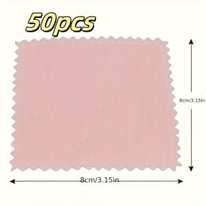 TEMU 50개 핑크색 보석 폴리싱 클로스, 골드, 순은, 휴대폰, 안경, 화이트골드용 - 부드럽고 스크래치 없는 광택 및 매끄러운 표면 청소용 클로스, 50-200개의 보석 세트