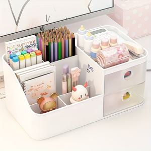 TEMU 데스크 오거나이저 - 6칸 + 서랍 2개 디자인, 대용량 정리함 & 펜 홀더, 책상/침실/스터디룸 정리 필수품, 사계절 선물 추천, 홈 스토리지 데스크 & 서랍 정리함