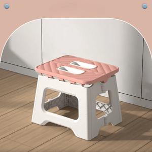 TEMU 접이식 의자, 접이식 발받이, 손잡이와 미끄럼 방지 기능이 있는 경량하고 튼튼한 휴대용 의자, 주방, 욕실, 침실, 야외 캠핑, 낚시, 하이킹, 바베큐에 적합합니다.|발받침대