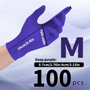 TEMU 100개, 9인치 깊은 보라색 일회용 니트릴 장갑, 미끄럼 방지, 방수, 휴일 선물, 가정 청소 장갑, 주방 세척, 욕실 청소, 매니큐어, 애완 동물 청소, 파우더 프리, 라텍스 프리