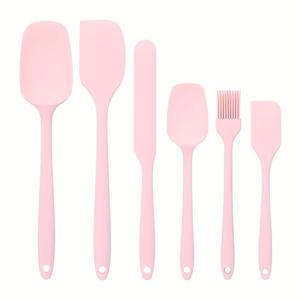 TEMU 6pcs 실리콘 스패출러 세트, 내열성 주방용품 대형/소형 스패출러/스크레이퍼/오일 브러시/페이스트리 브러쉬 마카롱 컬러 베이킹 도구 케이크 크림 퍼프 치즈 스패출러 키친 도구