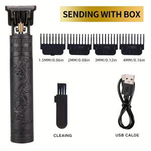 TEMU 전문가용 남성 USB 충전식 전기 면도기 세트, 날카로운 칼날과 4가지 가이드 콤보, 청소 브러쉬 포함 - 친구와 가족을 위한 완벽한 생일 선물 및 일상 선물