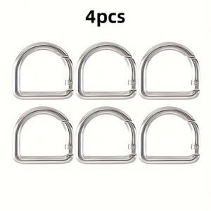 TEMU 4pcs D형 스프링 키 후크 - 다기능 D형 오픈 링 커넥터, 벨트, 가방, 핸드백, DIY 의류 액세서리에 적합, 배터리 없음|키링부자재