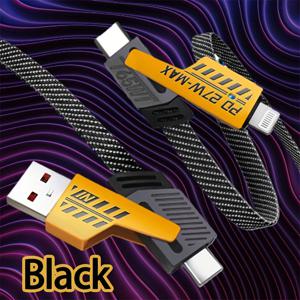 TEMU 4-in-1 빠른 충전 케이블, USB-A/Type-C/Lightning 2개의 끌어당기기 2개의 충전 케이블, for iPhone 16/15/14/13/12/11 Pro Max, for Galaxy S25/S24/S23 Ultra, 4-in-1 빠른 충전 케이블에 적합, 배터리가 없음