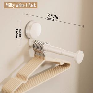 TEMU 1pc 흡입 컵 텔레스코픽 옷 건조대 - 벽걸이 알루미늄 주최자, 여러 후크, 드릴 없음 설치, 욕실, 발코니, 가정용 보관 - 공간 절약형 수직 디자인, 발코니 주최자, 세련된 금속 마감, 내구성 있는 금속 구조, 건조대
