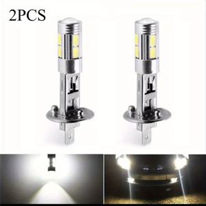 TEMU 2개 5630 SMD 10 LED H1 6000K 자동차 램프 안개 운전용 조명 램프 헤드라이트 DC 12V 헤드라이트 운전용 램프 흰색 실내 턴 신호, 배터리 없음