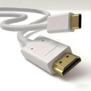 TEMU 6피트 USB C에서 HDTV 케이블 4K USB 3.1 타입-C에서 HDTV 2.0 코드 홈 오피스용, MacBook Pro/Air, 갤럭시 S8부터 S24까지, 아이패드 프로, 아이맥, 서피스, 델 호환 - 화이트