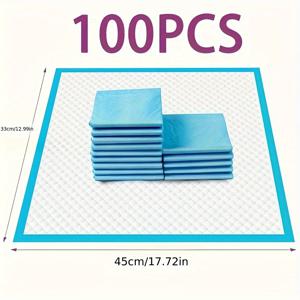 TEMU 100팩 애완동물 기저귀 13인치 x 17인치 초흡수 강아지 훈련 패드 일회용, 강아지 | 고양이 | 토끼에 적합|배변패드