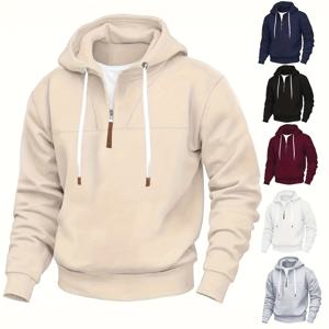 TEMU [Cozy Charm] 남성 및 여성용 클래식 미국 헤비웨이트 후드티 - 플리스 안감, 따뜻함이 풍부한, 폴리에스터, 긴 소매, 단색, 가을/겨울에 이상적, 완벽한 휴일 선물