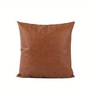 TEMU 1pc 가죽 던져 베개 커버 두꺼운 갈색 대형 장식 현대 Boho 농가 침실 거실 광장 케이스 소파 침대 소파 45x4 5cm/17.7x17.7in