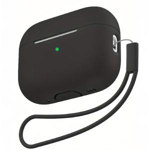 TEMU Airpods Pro 2 케이스와 호환 가능, 부드러운 실리콘 스킨 커버 보호 케이스 끈 AirPod Pro 2세대와 호환 가능, 전면 LED 가시-검은색