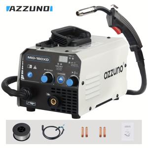 TEMU AZZUNO MIG-160XD 220V 가스 없는 반자동 MIG 용접기 - 플럭스 코어 와이어, 가정 및 산업용 미니 휴대용 용접기, 작업 클램프, 호스 릴 및 액세서리 포함 (유럽형 플러그), 세련된 디자인, 정밀 공학, 워크숍 장비