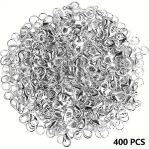 TEMU DIY 주얼리 만들기용 400개 랍스터 클로 클래스프와 오픈 점핑 링 키트, 팔찌 목걸이 실버 패스너 후크, 12mmX6mm