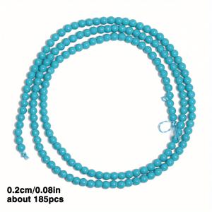 TEMU 185/128개 2mm & 3mm 매끄러운 말라카이트 터키석 스페이서 비즈 - 생동감 넘치는 블루-그린 보석 DIY 액세서리, 팔찌, 목걸이 제작용 - 두 가지 사이즈, 생일 크리스마스 신년 선물, 손수 만든 주얼리, 광택 비드 마감, 두 종류의 비드 사이즈
