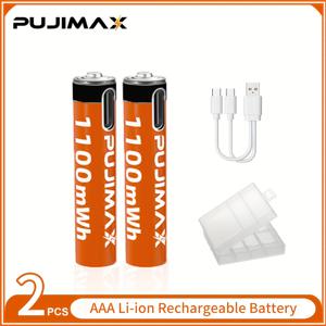 TEMU PUJIMAX AAA 1.5V 충전식 배터리 - 리튬 이온, 높은 출력, 안정적인 전압, 빠르고 오래가는 USB-C 충전, 키보드, 무선 마우스, 드론, 알람, 초인종, 무료 충전 케이블 포함