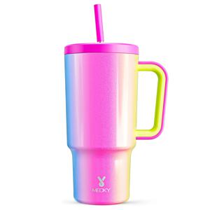 TEMU 1개 Meoky 30oz 스테인리스 스틸 텀블러, 손잡이, 뚜껑 & 빨대 포함 - BPA 프리, 누수 방지 보온 여행용 머그, 음료를 8시간 동안 뜨겁게, 24시간 동안 차갑게 유지, 손세척 전용|텀블러