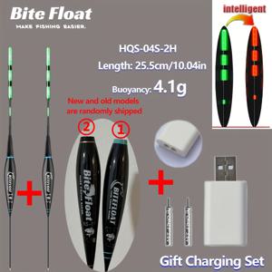 TEMU 3pcs 세트 (2개 스마트 전자 플로트 + CR425 충전식 배터리 X2 + 듀얼홀 충전기) 물고기를 물어뜨렸을 때 색상을 바꾸는 짧은 밤 낚시 플로트