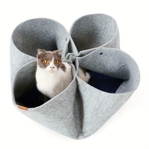 TEMU 1pc Whisker Wonders 다기능 펠트 고양이 터널, 폴리에스터 놀이 숨고 찾기 장난감, 실내 고양이용 올 시즌 애완 동물용 라운지