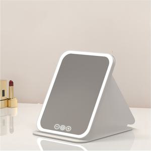 TEMU 터치 스크린이 있는 3-in-1 LED 메이크업 거울, 휴대용 수직 접이식 화장 거울, 3가지 색상 조명, 조절 가능, 소형, 충전식 리튬 배터리, 여행 및 가정용으로 이상적, 여행용 메이크업 거울 | 현대 메이크업 거울 | 터치 스크린 거울