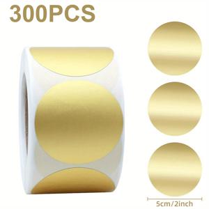 TEMU 생일과 결혼식 선물 상자용 300개 매트 골든 밀봉 스티커, 매트 골든/실버 롤로 제공, 선물 포장 라벨에 적합, 고품질 및 쓰기 가능, 골든과 실버로 제공.