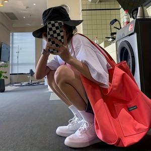 TEMU Y2K 스타일 여성용 대용량 나일론 크로스바디 백 - 솔리드 컬러 로즈 레드 캐주얼 시크 숄더백 일상 사용용, 일본 한국 패션 시리즈|가방|크로스백|보부상가방