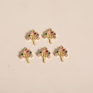 TEMU 5개 생명의 나무 펜던트 - 돌이 있는 구리 주얼리 참, DIY 목걸이, 팔찌, 발찌 제작용 정교한 잎 디자인 - 상징적인 쥬얼리 만들기 용품, 우아한 매력의 펜던트, 섬세한 장인정신, 수제 애호가를 위한 참