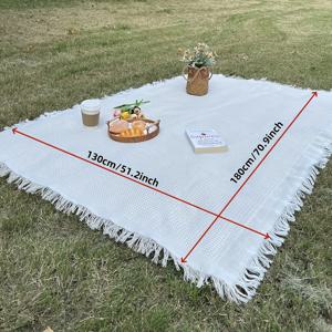 TEMU Tassel Design의 내마모성과 가벼운 캠핑 러그 - 손세탁 가능한 피크닉 매트, 잔디, 텐트, 야외 여행용, 모든 계절, 올시즌 러그 | 태슬 트림 러그 | 내구성 있는 피크닉 매트, 피크닉 담요|캠핑매트