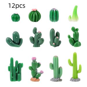 TEMU 12개 미니 인공 카투스 장식 미니어처 녹색 수크룰런트 식물 수지 모델 케이크 삽입 DIY 인형집 페어리 정원 보나이 풍경 장식 페어리 정원 및 농가 정원 장식