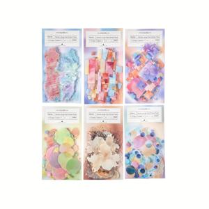 TEMU 6pcs 120pcs 크레이지 컬러 시리즈 스티커 - 워터 컬러 저널링 용품, DIY 콜라주 스티커, 유럽 스타일 베이스, 기하학적 패턴, 판타지 테마, 불규칙한 모양, 매트 핏, 셀프 접착, 단용, 불규칙한 스티커 패키지 | 생동감 있는 스티커 팩 | 워터 컬러 스티커 세트