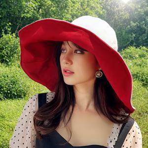 TEMU 여성용 조절 가능한 넓은 브림 선햇 - 통기성, 접을 수 있으며 휴대용 여름 해변 햇 - 버클 클로저, 여행, 야외 활동, 휴가, 파티 및 정원에 이상적 - 세련된 햇 - 안전한 핏 디자인, 여성용 햇
