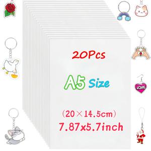 TEMU 20개 슈링크 플라스틱 시트, 7.87x5.7인치 무광 슈링크 아트지, 0.3mm 두께, 주얼리 펜던트, 선물 태그, 목걸이, 장식품, 키체인, 귀걸이, DIY 공예 및 미술용|링귀걸이