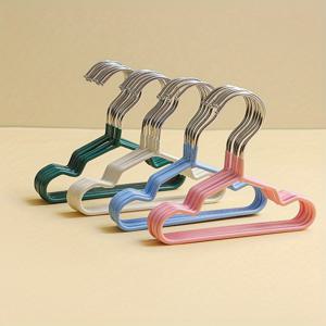 TEMU 10개 미니 금속 애완동물 옷걸이 - 공간 절약형 강아지, 고양이, 토끼 의류 & 액세서리 정리대 - 4가지 색상 (녹색, 흰색, 파란색, 분홍) - 반려인 선물 추천, 컴팩트 디자인 곡선형 후크