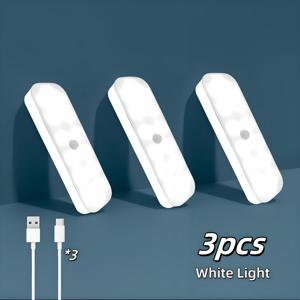 TEMU 3개 세트 충전식 LED 모션 센서 무드등 - 자동 켜짐/꺼짐, 눈부심 없음, 배터리 구동, & 화이트 라이트, 침실·복도·욕실·계단용 - 현대적 미니멀 디자인, 에너지 절약형 조명|무드등