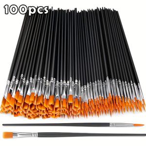 TEMU 100개입, 나일론 유화 브러시 세트, 페인트브러쉬, 석고 라인펜, 유화·수채화용, 얼굴 전문가용, 예술가 및 애호가를 위한 완벽한 도구